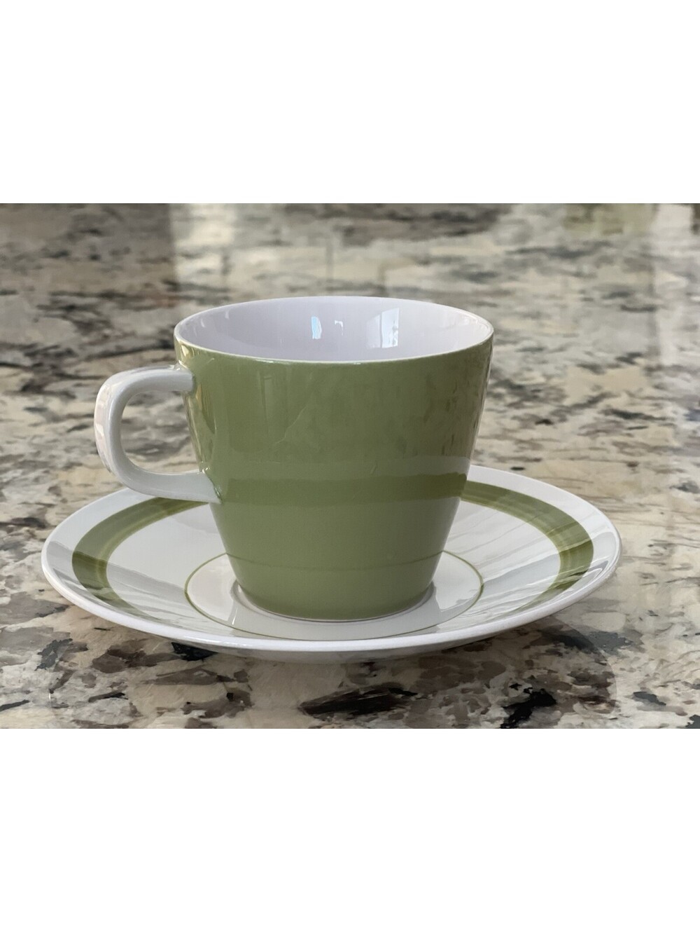 Vintage 1960 Mikasa Cera Stone Avocado 3130 Coffee Cup Teacup Olive Green White